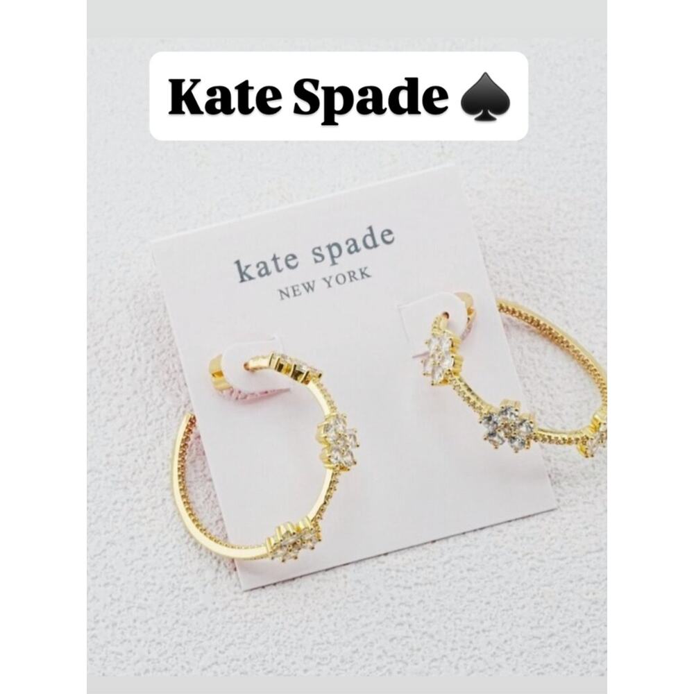 Kate Spade Gold CZ Three-Flower Earrings NWT Dust Bag Included - Picture 5 of 6